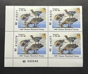 WTDstamps - 1987 OREGON - Block - State Duck Stamp - Lot1 - Mint OG NH  - Picture 1 of 2