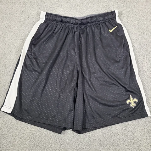 Nike Mens XXL Dri-Fit Shorts NFL New Orleans Saints Black On-Field Cover