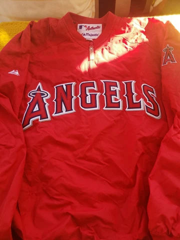 Anaheim Angels Majestic Windbreaker Jacket Zip Up Size Medium MLB Cover