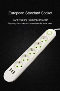 Multipresa Ciabatta Elettrica con 5 Prese Universali 3 Porte USB Ricarica Rapida - Foto 1 di 9