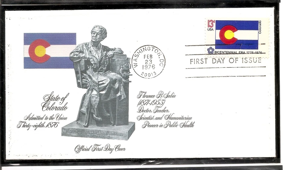 US SC # 1670 Flags Of the USA. Bicentennial Issue ( Colorado ) Fleetwood - Image 1 of 1