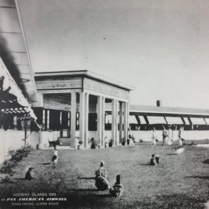 Tarjeta fotográfica Pan Am 1939 Midway Islands Inn en Trans Pacific Clipper Route - Imagen 1 de 7