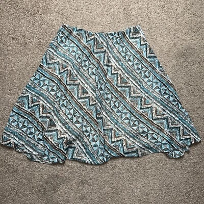 Women’s Covington Petite MP Blue & Brown Patterned A-Line Skirt - Image 1 of 4