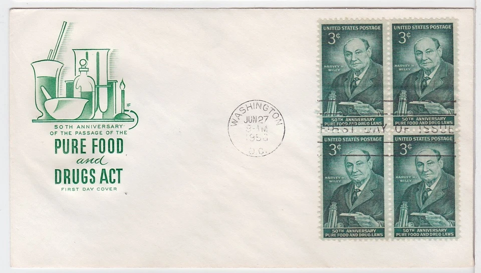 TurtlesTradingPost - FDA 50th Anniversary #1080- 1956 FDC Farnam- Block of 4 - Image 1 of 1