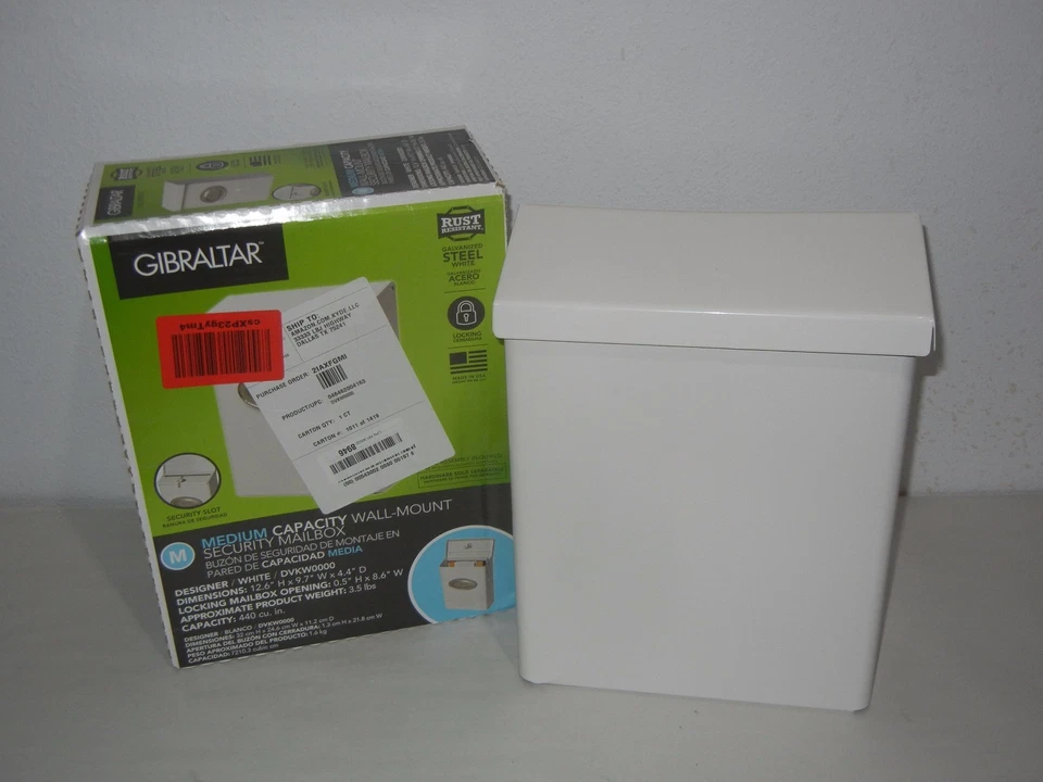 GIBRALTER DVKW0000 WALL MOUNTED LOCKING MAILBOX STEEL WHITE - Image 1 of 1