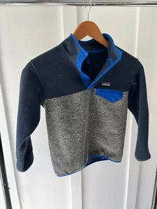 Patagonia Jacket Boys Small 7-8 Navy and Gray Synchilla 1/4 Zip Fleece Pullover - Picture 1 of 3