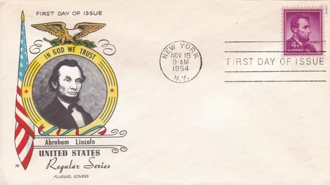Lincoln # 1036 1954 Fluegel First Day Cover Cover