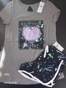 NWT Girls Justice Outfit Paint Splatter Top/Shorts Size 10 (100) - Picture 1 of 3