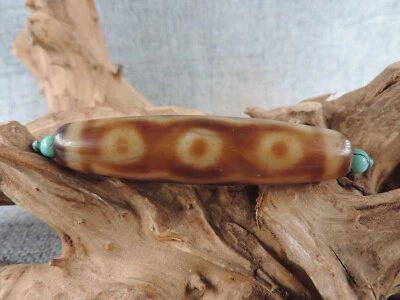 Amuletos antiguos de cuentas Dzi de ágata tibetana de 5 ojos para pulsera colgante cuentas Gzi antiguas G Foto 1 de 4