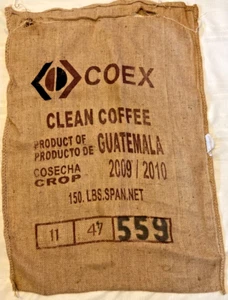 Saco de arpillera Coex Coffee Guatemala 40" X 28" arte de pared, jardín, juegos, artesanías ~ lote #N - Imagen 1 de 8