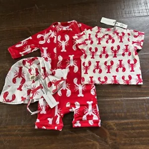 NWT Monica + Andy Baby 3 Piece Set: Swim Rashguard, Shirt & Hat Size 3-6 month - Picture 1 of 17