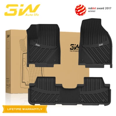 3W Floor Mats For 2014-2019 Toyota Highlander (Not for Hybrid) TPE Weather Liner - Imagem 1 de 4