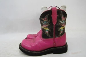 Ariat Little Kids Youth Size 13 D Pink Leather Cowboy Western Boots - Picture 1 of 11