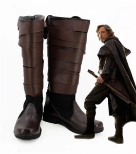 Star Wars The Last Jedi Luke Cosplay Long Boots Shoes Brown Custom-made Prop - Picture 1 of 5