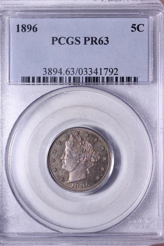 PROOF 1896 Liberty V Nickel PCGS PR63 Nice Color FREE SHIPPING ANFK Cover