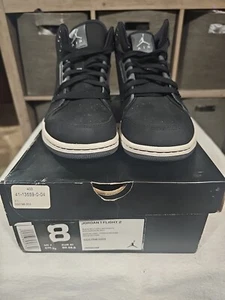 Nike Air Jordan Air 1 Flight 2 Black Basketball Shoes 555798-003 Men's Size 8 - Picture 1 of 6
