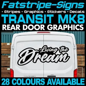 para adaptarse a Ford Transit MK8 LIVING THE DREAM PEGATINAS GRÁFICOS CÁMPER FURGONETA AUTOCARAVANA - Imagen 1 de 2