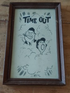 Original Proof 1959 Christmas Card Umpire Bill Valentine Wife Time Out Framed 