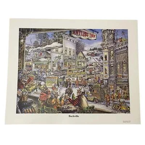 Impresión a color con temática de caza "Buckville" - Ilustración humorística de caza - Imagen 1 de 4