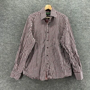 Inserch Shirt Men L Large Black Plaid Button Up Collared Long Sleeve Cotton - Picture 1 of 8