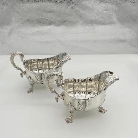 Antique Victorian Sterling Silver Sauceboats London 1839 Robert Garrard Cover