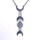 Gothic Occult Horror Witch 80s 90s Crescent Moon Lunar Pentacle Pendent Necklace