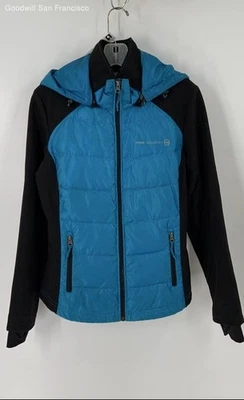 Free Country Blue Black Long Sleeve Hooded Full Zip Puffer Womens Jacket Size M - Image 1 of 4