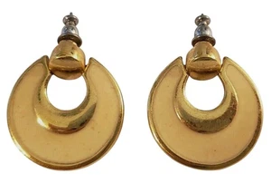 Napier Fashion Earrings Round Gold Tone Cream Colored Beige Pierced Vintage - Picture 1 of 5