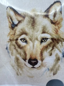 Zweigart Kreuzstich Set Wolfsgesicht Kissenbezug Newca S Embriodery Netural Blau - Bild 1 von 7