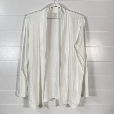Cardigã feminino LL Bean suéter XL branco supima algodão frente aberta leve - Imagem 1 de 4
