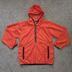 Vintage Nike Windbreaker Jacke Center Swoosh Kapuze Half Zip Orange Herren Medium - Bild 1 von 18