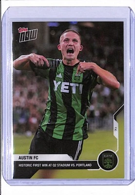 2021 TOPPS NOW MLS #60 AUSTIN FC - PRINT RUN 267 - HISTORIC 1ST WIN AT Q2 - Image 1 of 2