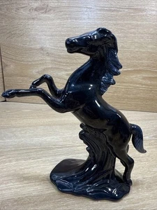 Van Briggle Pottery Black Palomino Jumping Stallion Horse Figurine Signed 8.5 In - Picture 1 of 13