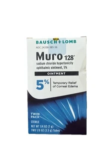 Muro 128 Sterile Ophthalmic 5 Percent Sodium Chloride Ointment,Twin Pack .25 oz - Picture 1 of 2