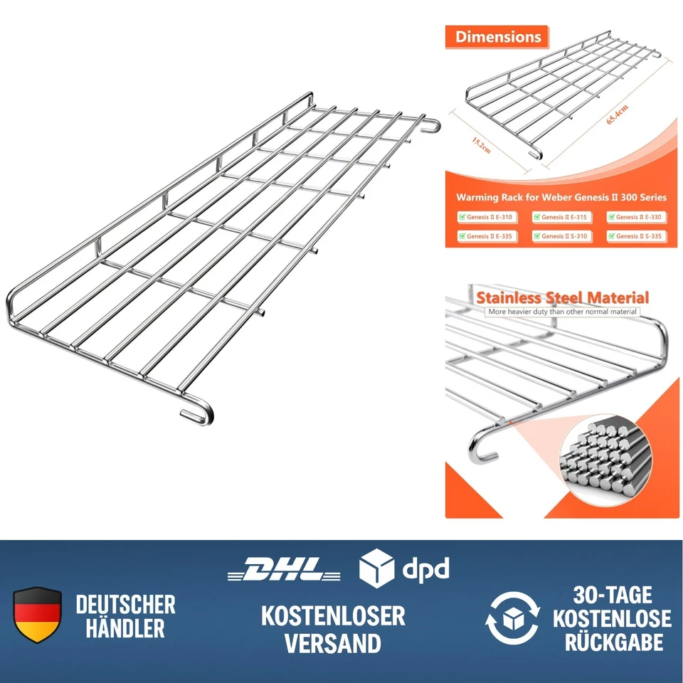 Grill Warmhalterost Edelstahl für Weber Genesis II 300-Serie Gasgrill Zubehör