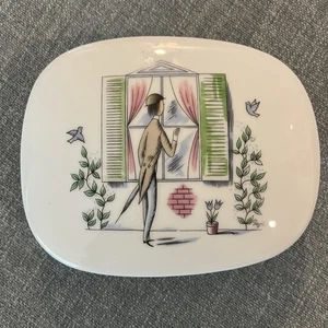Rosenthal Raymond Peynet Lovers Peeping Akt Bad Schmuck Schale Kommode Box LESEN - Bild 1 von 7