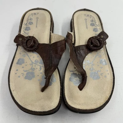 Rockport Women's Sandal Size 9 Flat Thong Buckle Brown Leather Flip Flop - Image 1 of 4