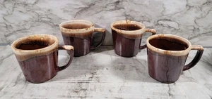 McCoy Brown Drip Glaze 8 Ounce Coffee Mugs Set Of 4 - Picture 1 of 11