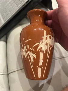 Nice! Vintage Brown Bamboo themed Vase. 6 inches - Picture 1 of 5