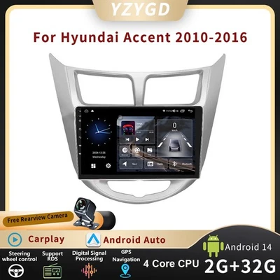 For Hyundai Accent 2010-2016 CarPlay Android Auto Stereo Car Radio GPS Navi Wifi - Image 1 of 4