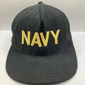 Vintage Navy Naval Military Seaman Ship Snapback Black Dad Hat Made in USA OSFM - Picture 1 of 9