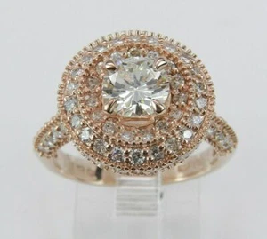 2.20Ct Round Cut Lab-Created Diamond Halo Engagement Ring 14K Rose Gold Plated - Picture 1 of 5