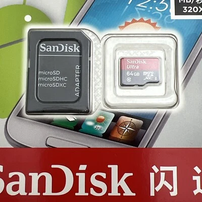 SanDisk Ultra 64GB microSDHC Memory Card + SD Adapter UHS-I Class 10 - Image 1 of 4