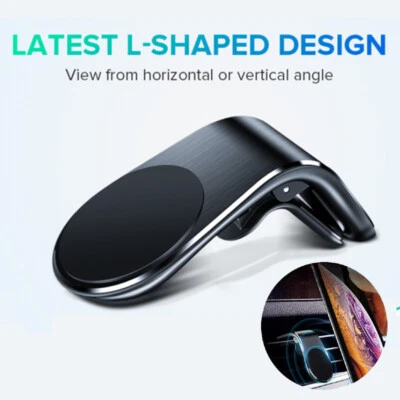 L-Shaped Clip Magnetic Car All Phone Holder for Air Vent Mount Bracket Stand  - Image 1 of 4