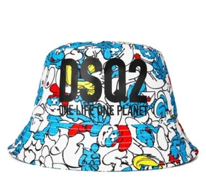 DSQUARED2 CAPPELLO ALLOVER SMURFS BUCKET HAT MADE IN ITALY HAW003216806528M037 - Imagen 1 de 4