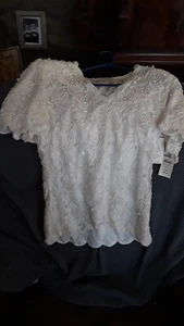 NEW w/tags. Laurence Kazar Beaded Mid Length Ivory White Size SMALL - Picture 1 of 9