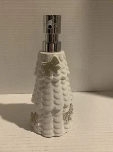 Ceramic Rhinestone Bows Tree White Silver Bathroom Soap Pump Lotion Dispenser - Picture 1 of 6