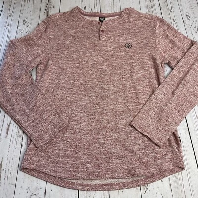 Mens Volcom Skate Long Sleeve Henley Pocket Shirt Size Medium Red Maroon Surf - Image 1 of 4