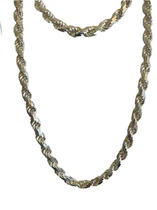 "Elegant 28-Inch Sterling Silver Rope Chain: Crafted in Italy" - Picture 1 of 15
