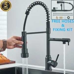 Küchenarmatur Schwarz 360° Wasserhahn Küche Ausziehbar mit Brause Mischbatterie - Bild 1 von 11